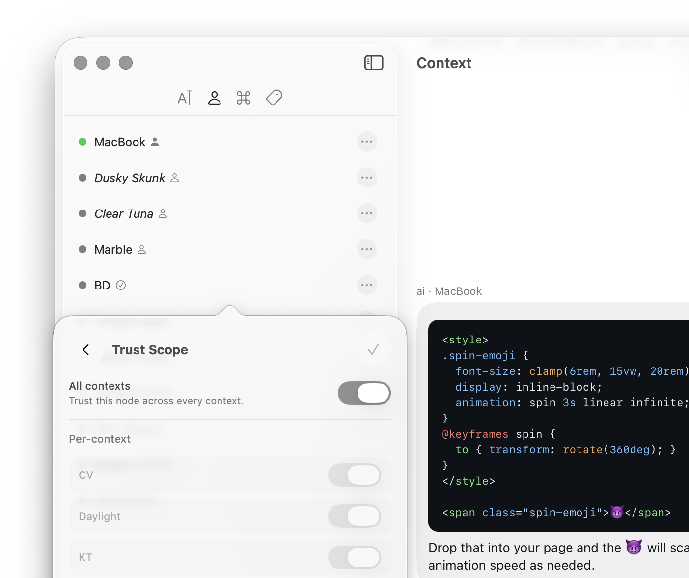 Adding a peer node and confirming a trusted, encrypted connection